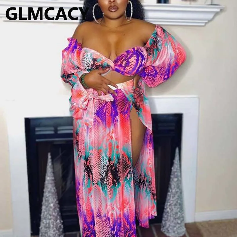 Women Two Piece Sexy Dress Suits Long Sleeve Off Shoulder Crop Top & High Slit Skirt Set
Women Two Piece Sexy Dress Suits Long Sleeve Off Shoulder Crop Top & High Slit Skirt Set