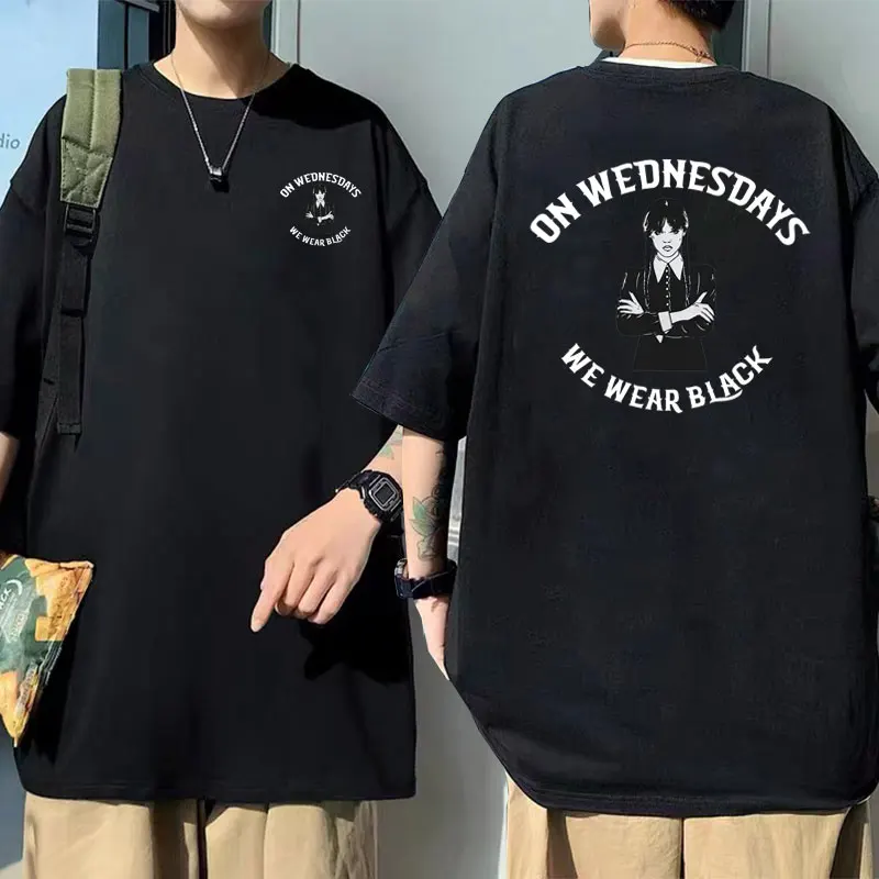 No Wednesdays We Wear Black T Shirt Streetwear Wednesday Addams Nevermore Academy Tshirt Men Women Fashion Oversized T-shirts
No Wednesdays We Wear Black T Shirt Streetwear Wednesday Addams Nevermore Academy Tshirt Men Women Fashion Oversized T-shirts