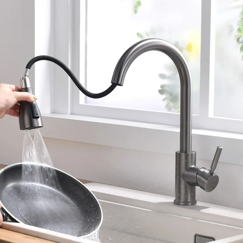 Brushed Nickel Kitchen Faucets Single Hole Pull Out Spout Kitchen Sink Mixer Tap Stream Sprayer Head Chrome/Mixer Tap ברז מטבח
Brushed Nickel Kitchen Faucets Single Hole Pull Out Spout Kitchen Sink Mixer Tap Stream Sprayer Head Chrome/Mixer Tap ברז מטבח