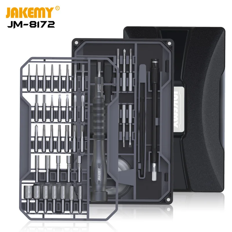 jakemy JM-8172 Multifunction Screwdriver Repair Tool Set with S2 Magnetic Driver Bits for Home DIY Improvement for phone repair
jakemy JM-8172 Multifunction Screwdriver Repair Tool Set with S2 Magnetic Driver Bits for Home DIY Improvement for phone repair