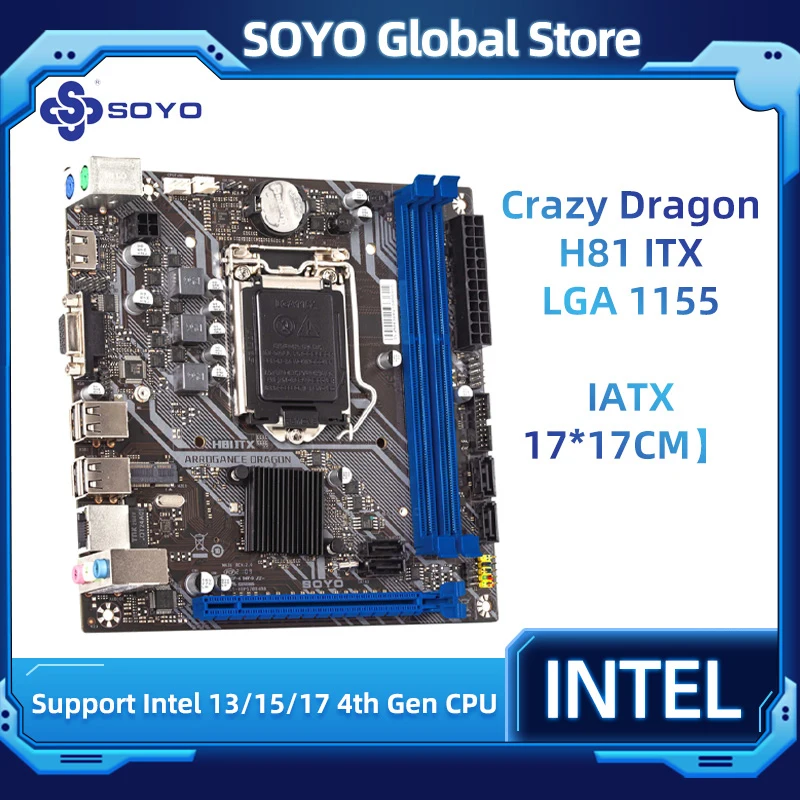 SOYO Full New Dragon H81ITX Motherboard Dual-Channel DDR3 Memory USB3.0 M.2 SSD Warranty Intel Motherboard LGA1150 Slot
SOYO Full New Dragon H81ITX Motherboard Dual-Channel DDR3 Memory USB3.0 M.2 SSD Warranty Intel Motherboard LGA1150 Slot