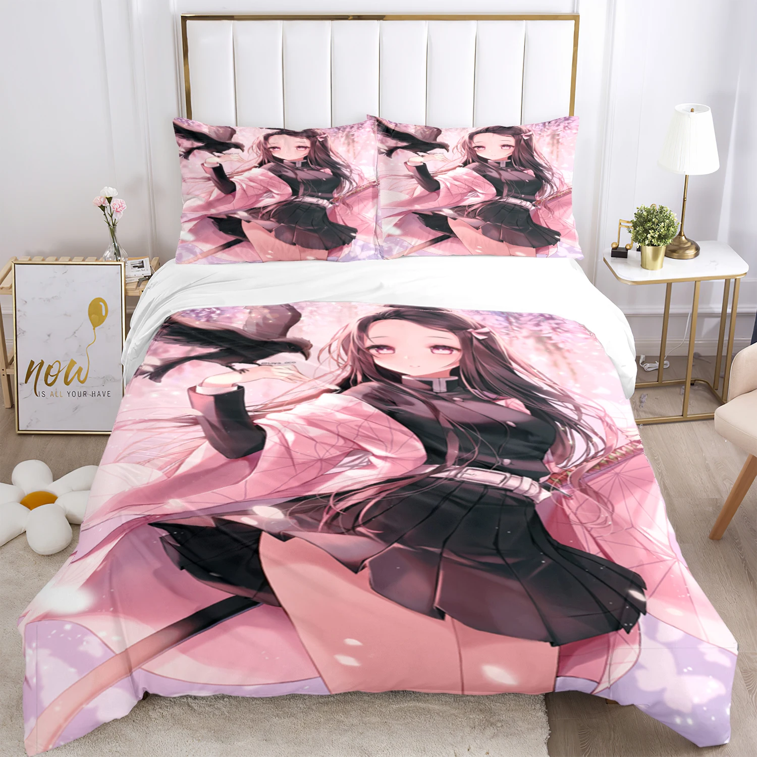 Demon Slayer Print Three Piece Set Fashion Bedding Article Children or Adults for Beds Quilt Covers Pillowcases Bedding Set Gift
Demon Slayer Print Three Piece Set Fashion Bedding Article Children or Adults for Beds Quilt Covers Pillowcases Bedding Set Gift