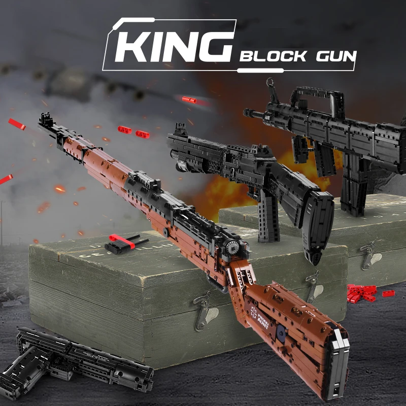 MOLD KING Military Series Building Block Gun Model Pistol Submachine Gun 98K Assembled Building Blocks Children's Toy Gift
MOLD KING Military Series Building Block Gun Model Pistol Submachine Gun 98K Assembled Building Blocks Children's Toy Gift