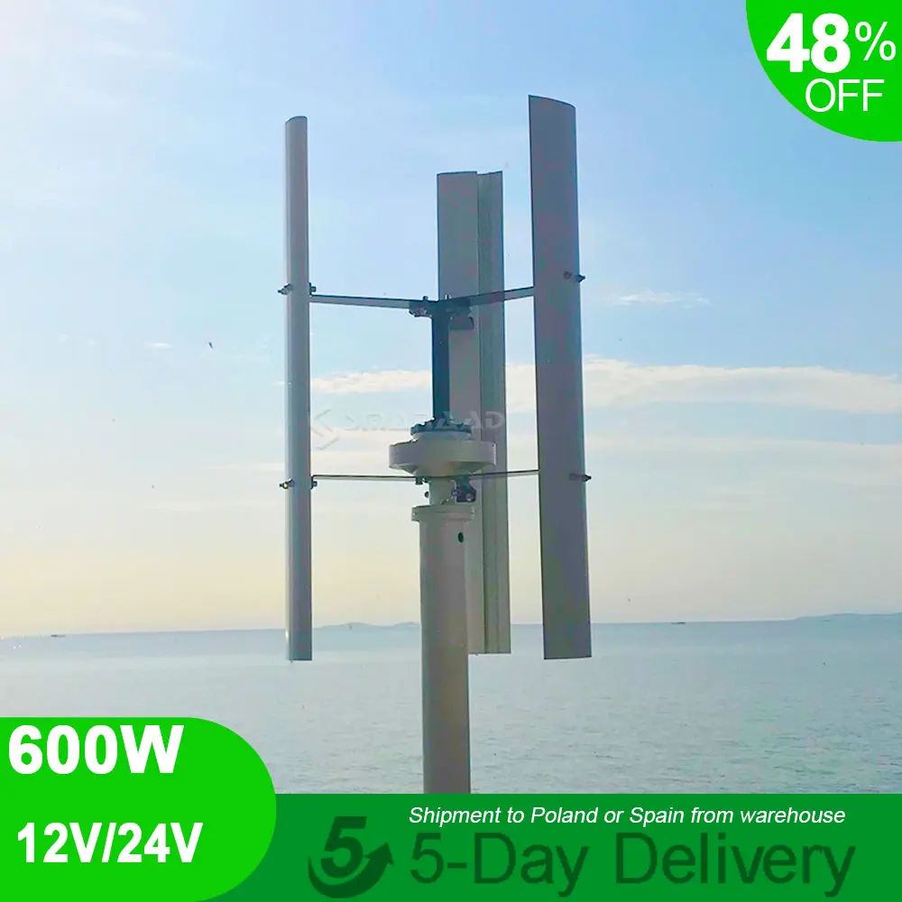 Vertical Axis 600W Permanent Magnet 12V/24V/48V Wind Turbine Generator With Low Wind Speed MPPT Controller Wth Off Grid System
Vertical Axis 600W Permanent Magnet 12V/24V/48V Wind Turbine Generator With Low Wind Speed MPPT Controller Wth Off Grid System