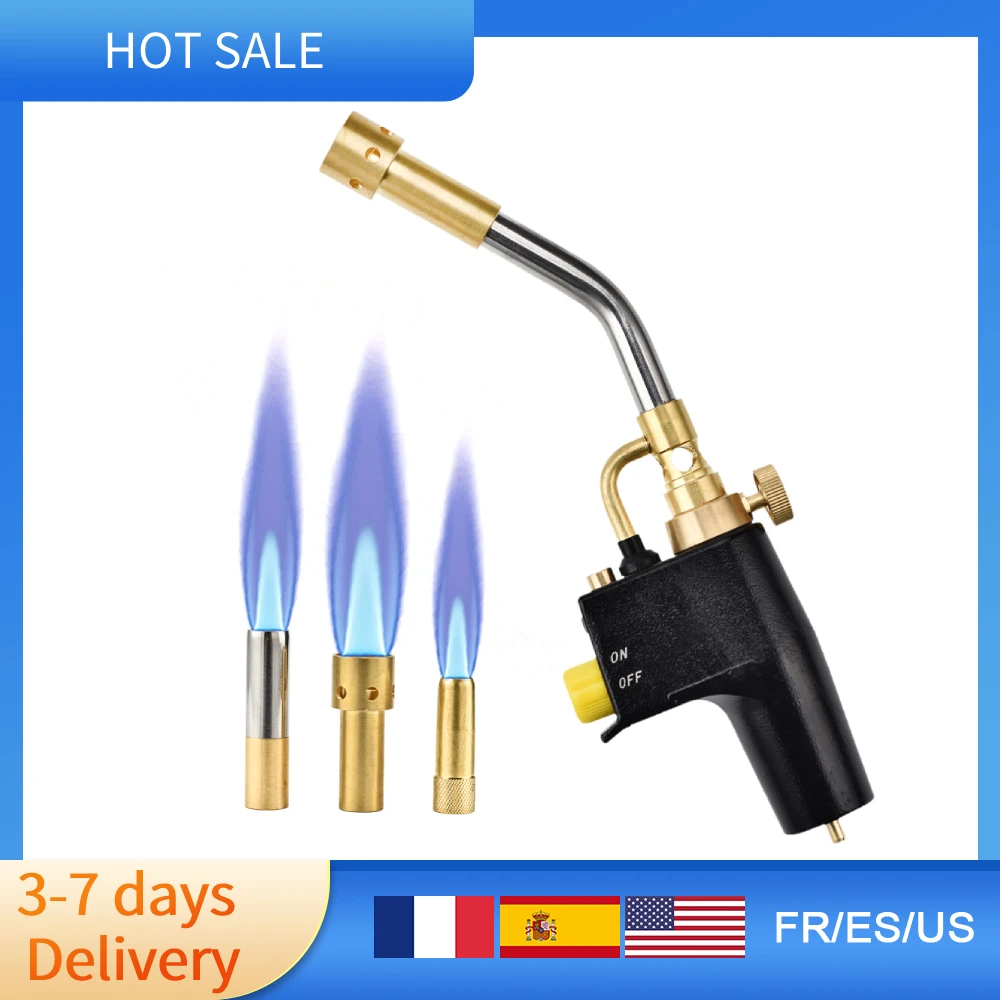 Portable Welding Torches With 3 Nozzles Propane Plumbing Torch Fire Solder Gas Burner Metal Flame Gun Soldering Tools |