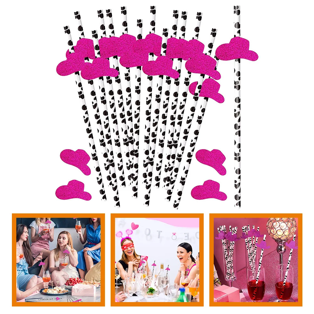 

36 Pcs Shot Straw Cowboy Decorations The Party Supplies Drinking Straws Paper Juice Decors