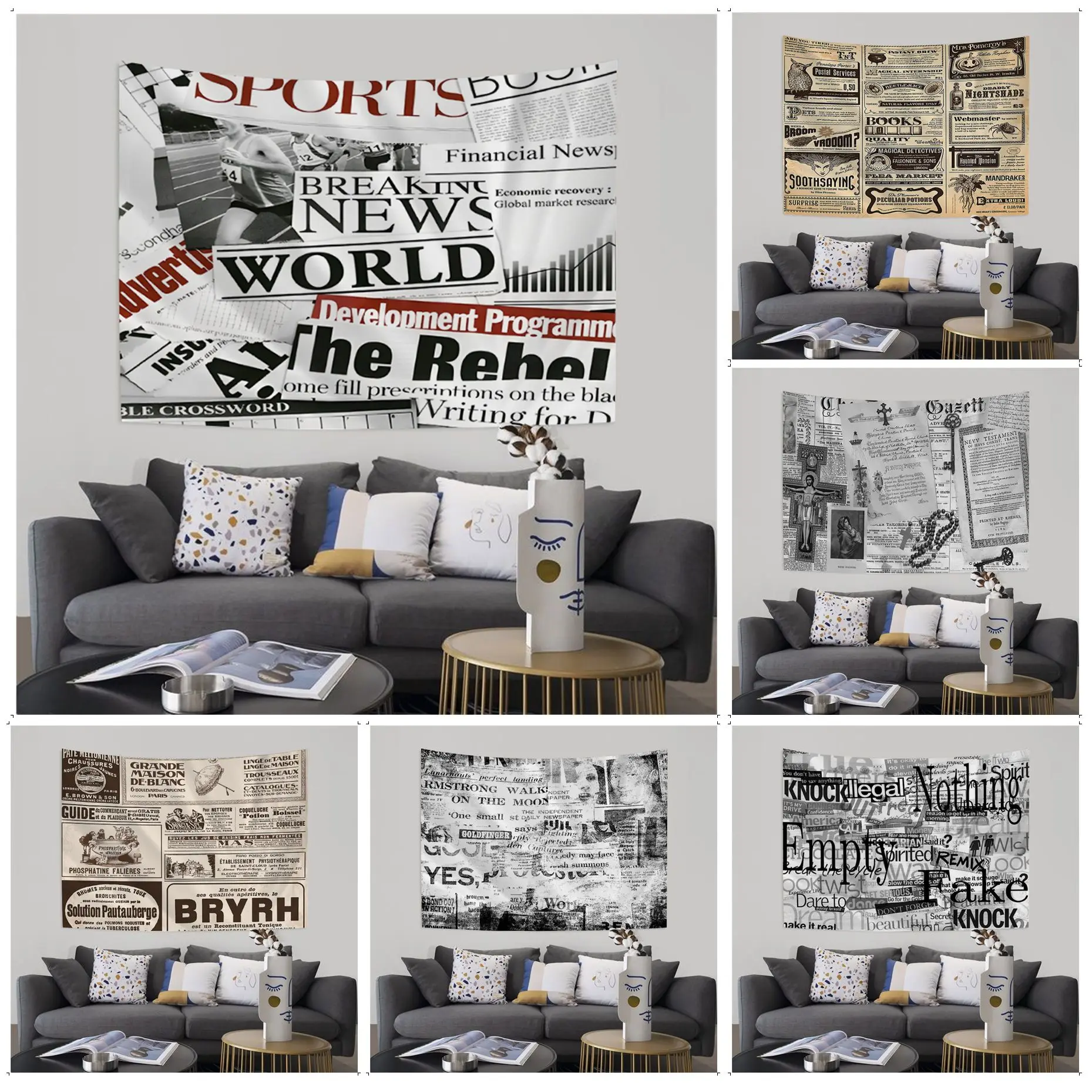 English Newspaper Tapestry Art Printing Home Decoration Hippie Bohemian Decoration Divination Cheap Hippie Wall Hanging
English Newspaper Tapestry Art Printing Home Decoration Hippie Bohemian Decoration Divination Cheap Hippie Wall Hanging