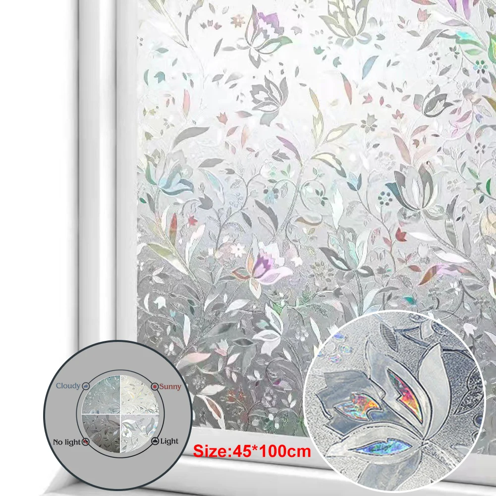 

new 3D Static Cling Tulip Flower Decorative Window Film Privacy etched Glass Vinyl No-Glue Drop-shipping Glass Film Laser Films