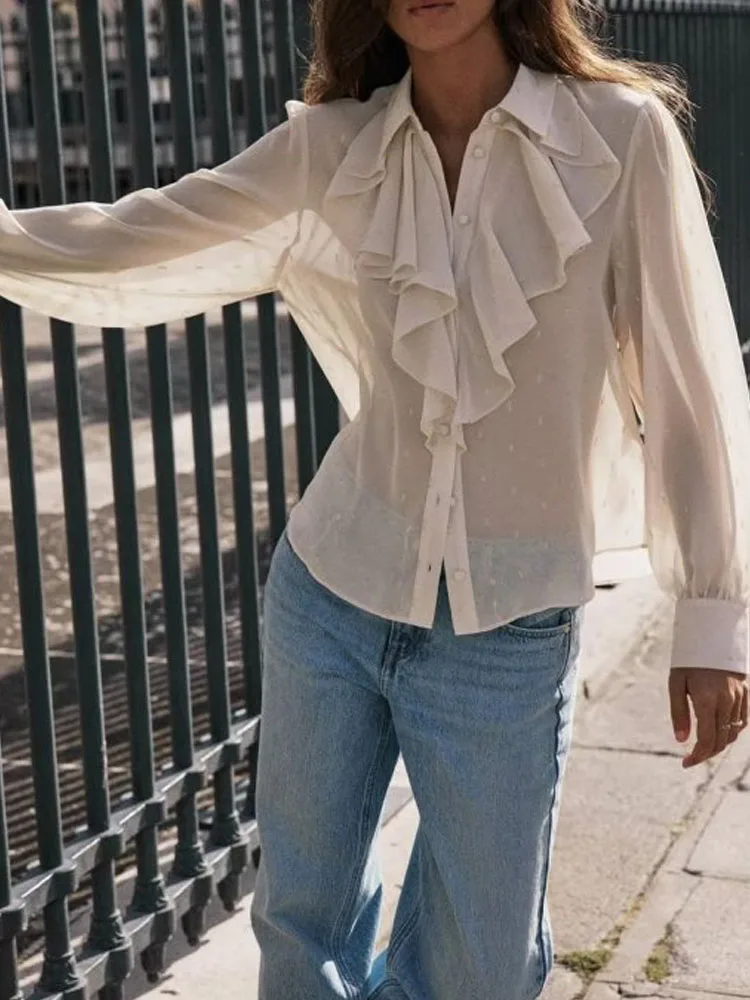 2023 Women Summer Chiffon Shirts Blouses Tops Fashion Solid Metallic wire Cascading Ruffle Female Elegant Street Top Clothing
2023 Women Summer Chiffon Shirts Blouses Tops Fashion Solid Metallic wire Cascading Ruffle Female Elegant Street Top Clothing