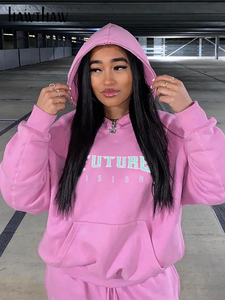 Hawthaw Women Long Sleeve Letter Print Streetwear Hoodies Sweatshirts Tops 2022 Autumn Clothes Wholesale Items For Business
Hawthaw Women Long Sleeve Letter Print Streetwear Hoodies Sweatshirts Tops 2022 Autumn Clothes Wholesale Items For Business