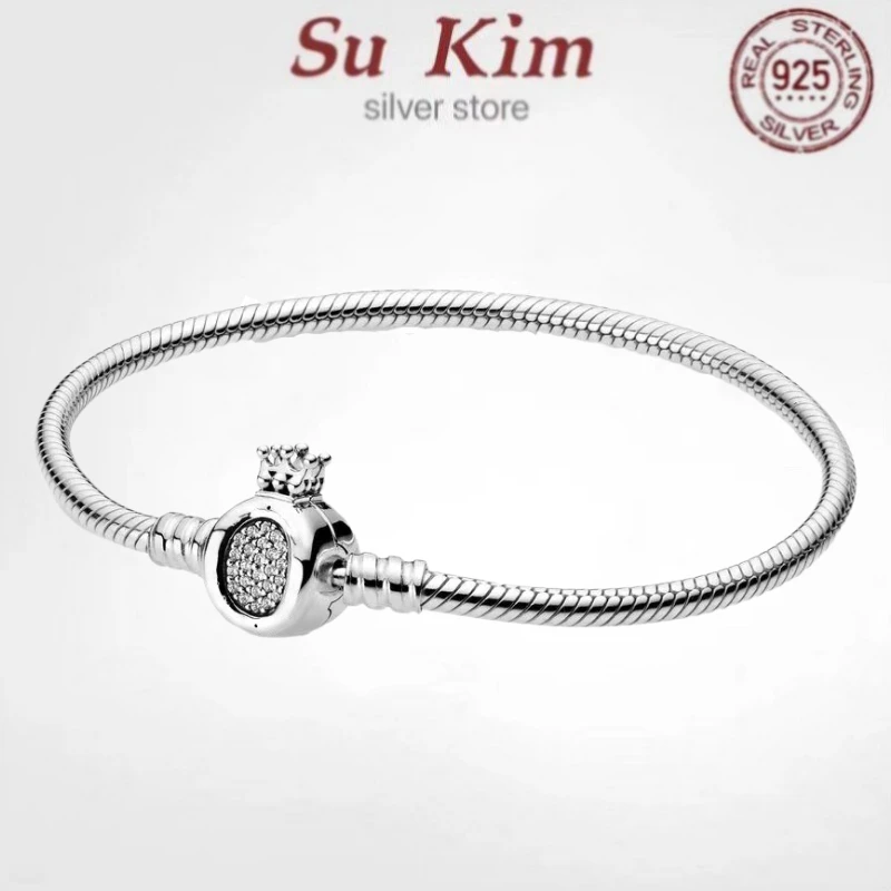 2021 Hot sale luxury 100% 925 Sterling Silver pan crown Bracelet Snake Chain Bangle Fit Original Charms For Women DIY Jewelry
2021 Hot sale luxury 100% 925 Sterling Silver pan crown Bracelet Snake Chain Bangle Fit Original Charms For Women DIY Jewelry
