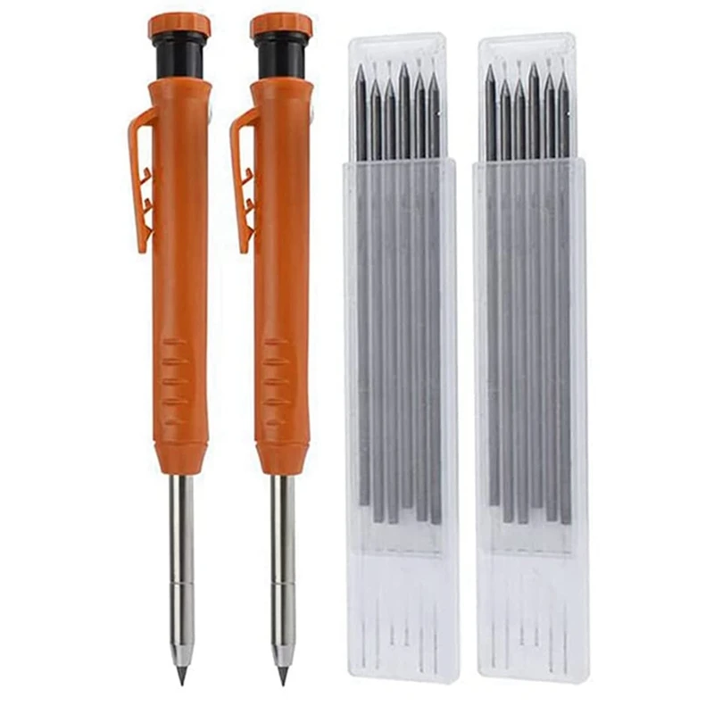 2Pcs Solid Carpenter Pencils with 12 Refills, Woodworking Tools Deep Hole Pen Marking Tool for Woodworking Architects
2Pcs Solid Carpenter Pencils with 12 Refills, Woodworking Tools Deep Hole Pen Marking Tool for Woodworking Architects