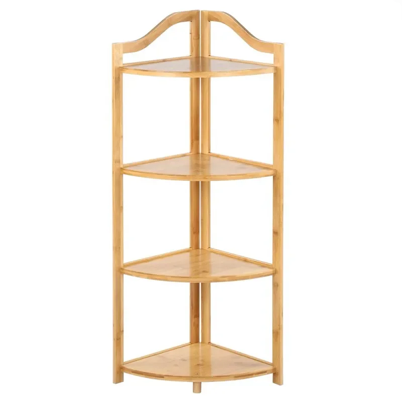 4-Tier Corner Shelf Bamboo Storage Rack Bookcase Display Stand, Wood Color
4-Tier Corner Shelf Bamboo Storage Rack Bookcase Display Stand, Wood Color