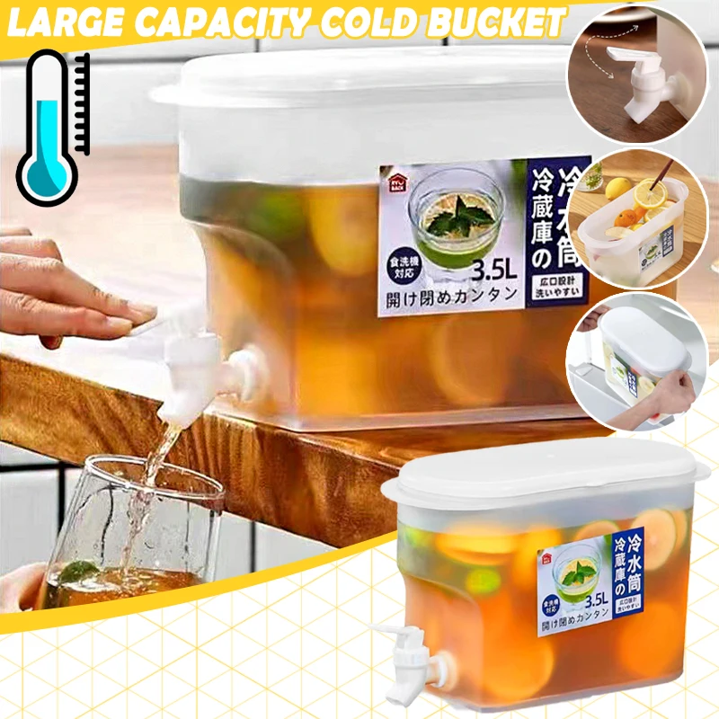 3.5L Water Kettle Fruit Tea Bucket with Faucet Large Refrigerator Ice Cold Bottle Container Household Kitchen Cold Water Pitcher
3.5L Water Kettle Fruit Tea Bucket with Faucet Large Refrigerator Ice Cold Bottle Container Household Kitchen Cold Water Pitcher