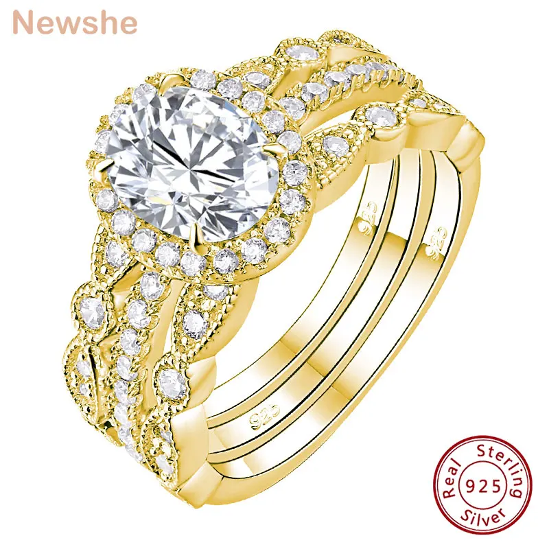 Newshe Yellow Rose Gold Engagement Rings For Women Bridal Set 925 Silver Halo Oval Cut AAAAA Zircons Romantic Wedding Jewelry
Newshe Yellow Rose Gold Engagement Rings For Women Bridal Set 925 Silver Halo Oval Cut AAAAA Zircons Romantic Wedding Jewelry