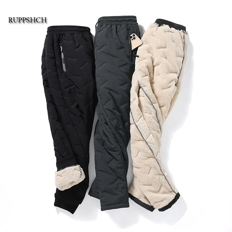 

Warm Casual Winter Thick Lambswool Fleece Sports Pants Men's Fashion Jogging Waterproof Men Brand Plus Size Trousers M-8XL