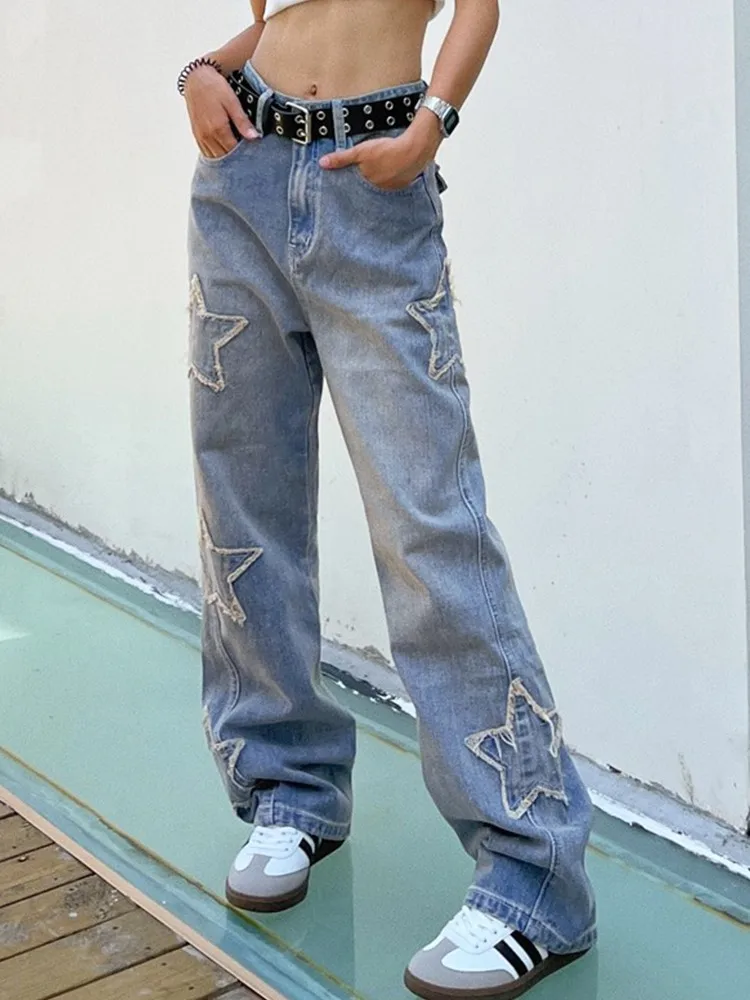 Blue Pentagram High Waist Jeans Y2k Korean Style Hip Hop Straight Denim Boyfriend Jeans For Women Trousers T4
Blue Pentagram High Waist Jeans Y2k Korean Style Hip Hop Straight Denim Boyfriend Jeans For Women Trousers T4