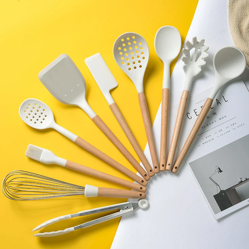 10PC Cooking Utensils set Silicone Kitchen Tools Set with Wood handle for Nonstick Cookware Kitchen set with Spatula/Spoons
10PC Cooking Utensils set Silicone Kitchen Tools Set with Wood handle for Nonstick Cookware Kitchen set with Spatula/Spoons