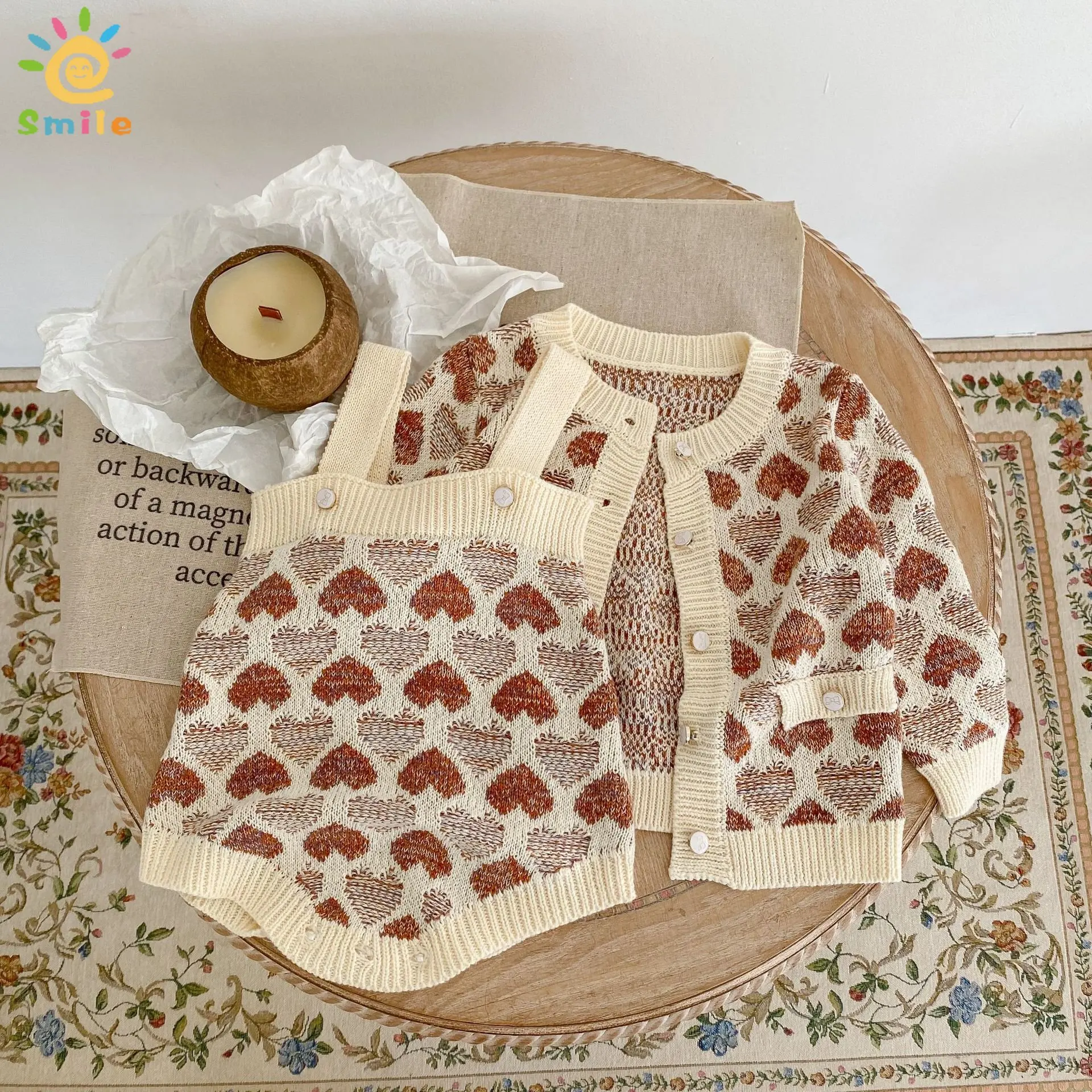 2023 Autumn Baby Clothes Bodysuits Baby Sweater Sets Love Sling Jumpsuit Crew Neck Cardigan Knit Jacket 2 Piece Set
2023 Autumn Baby Clothes Bodysuits Baby Sweater Sets Love Sling Jumpsuit Crew Neck Cardigan Knit Jacket 2 Piece Set