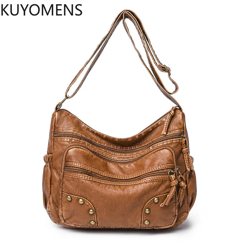 Designer Women Crossbody Bag Vintage Soft Leather Shoulder Bag Multi-pockets Messenger Bag Rivet Sac a Main Femme
Designer Women Crossbody Bag Vintage Soft Leather Shoulder Bag Multi-pockets Messenger Bag Rivet Sac a Main Femme