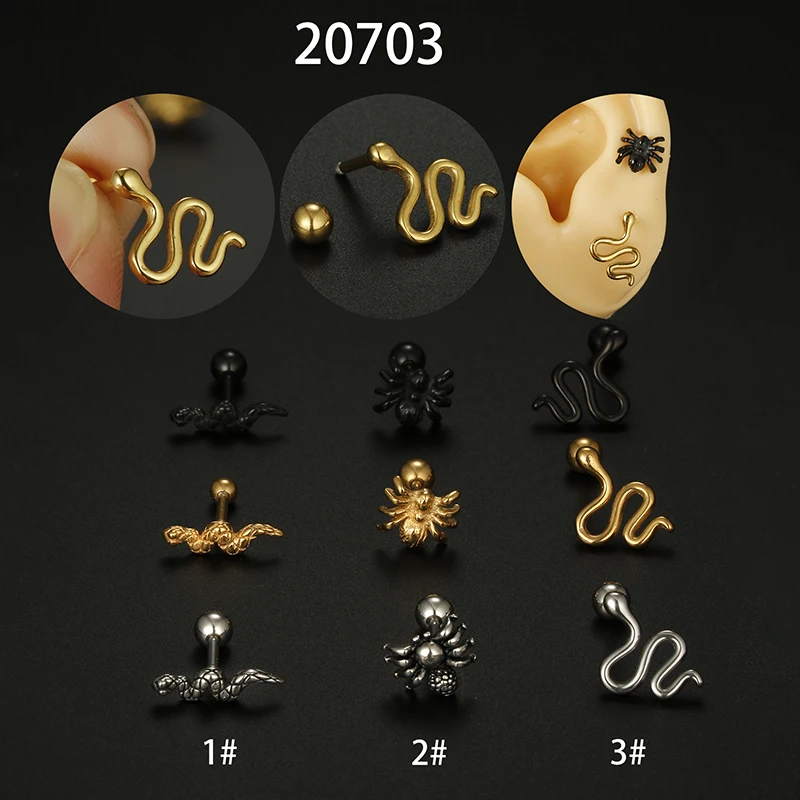 1PC Stainless Steel Fashion Snake Cartilage Cz Earring for Women Spider Helix Ear Studs Piercing Jewelry
1PC Stainless Steel Fashion Snake Cartilage Cz Earring for Women Spider Helix Ear Studs Piercing Jewelry