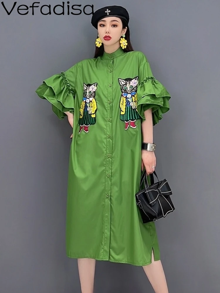 Vefadisa 2023 Summer Animal Pattern Printing Embroidery Turtleneck Dress Loose Mid-length Ruffle Sleeve Dress Women's LHX4200
Vefadisa 2023 Summer Animal Pattern Printing Embroidery Turtleneck Dress Loose Mid-length Ruffle Sleeve Dress Women's LHX4200
