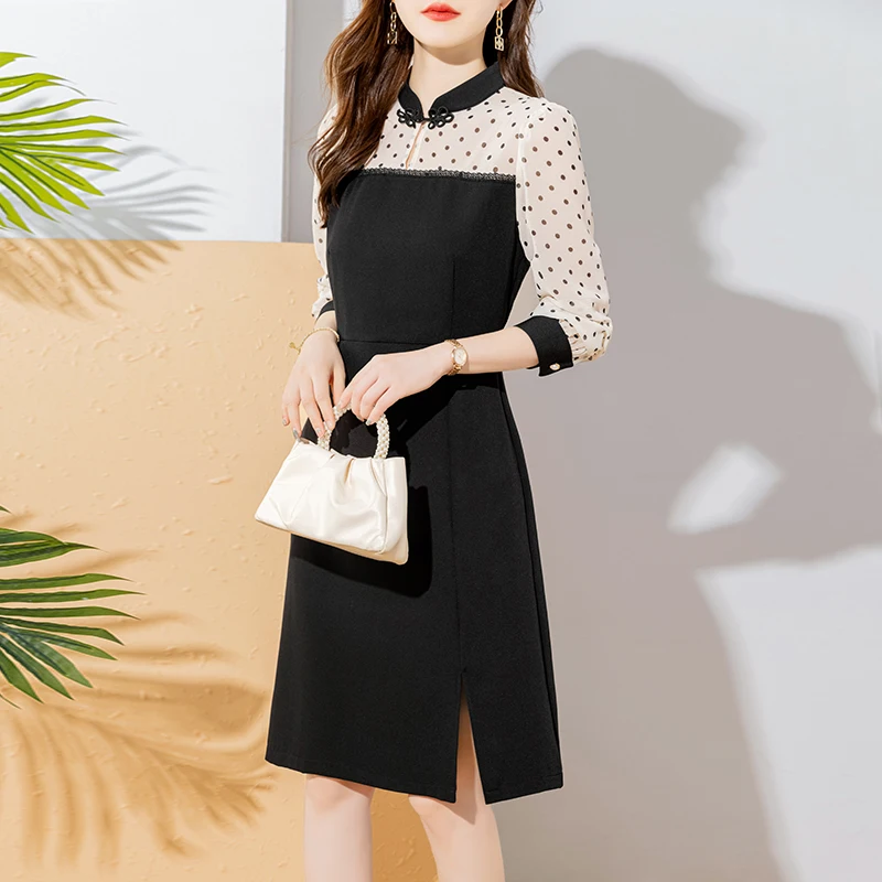 Autumn New Design Women Dress Elegant Knee-length Office Lady Dress Black Slim A-line Commuter Office Ladies Vintage Dress
Autumn New Design Women Dress Elegant Knee-length Office Lady Dress Black Slim A-line Commuter Office Ladies Vintage Dress
