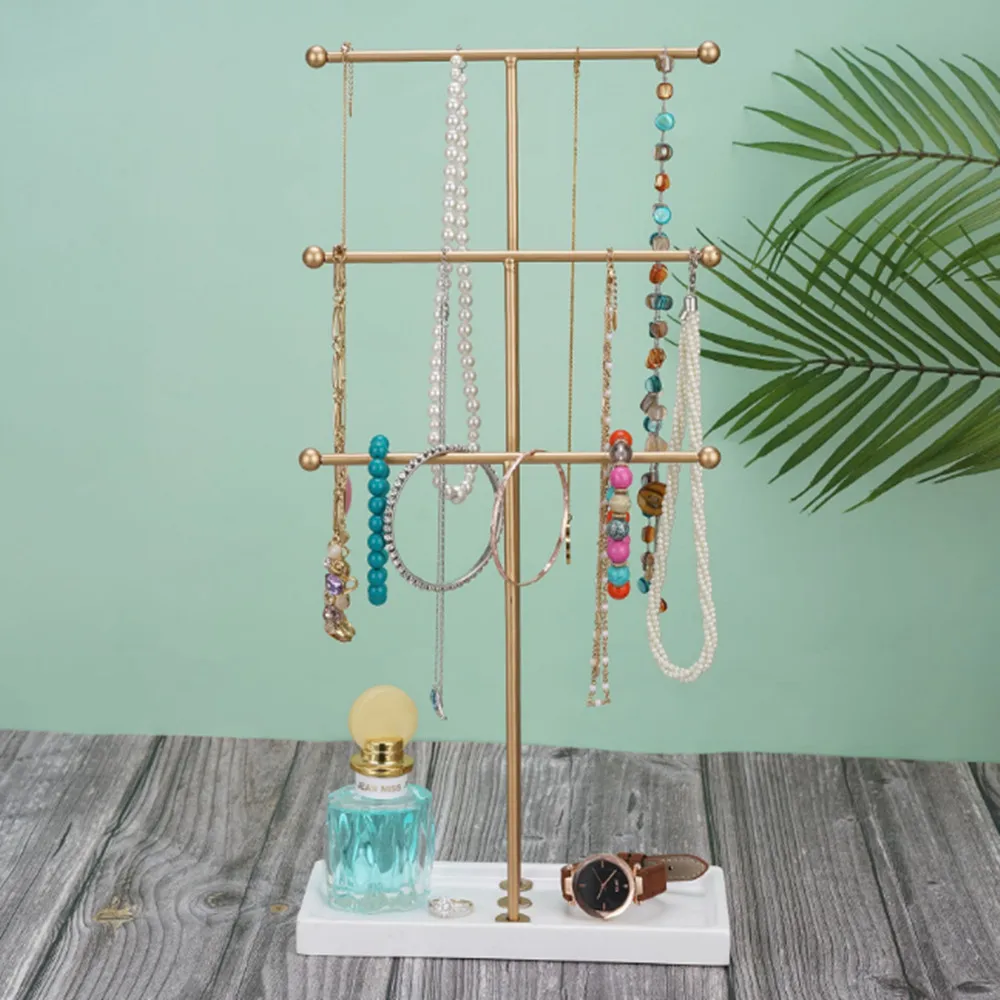 Hanging jewelry storage rack layered desktop free standing necklace stand display
Hanging jewelry storage rack layered desktop free standing necklace stand display