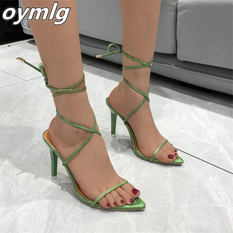 

2022spring and summer new pointed toe sexy cross straps fashion sandals electroplating heel large size stiletto high heels women