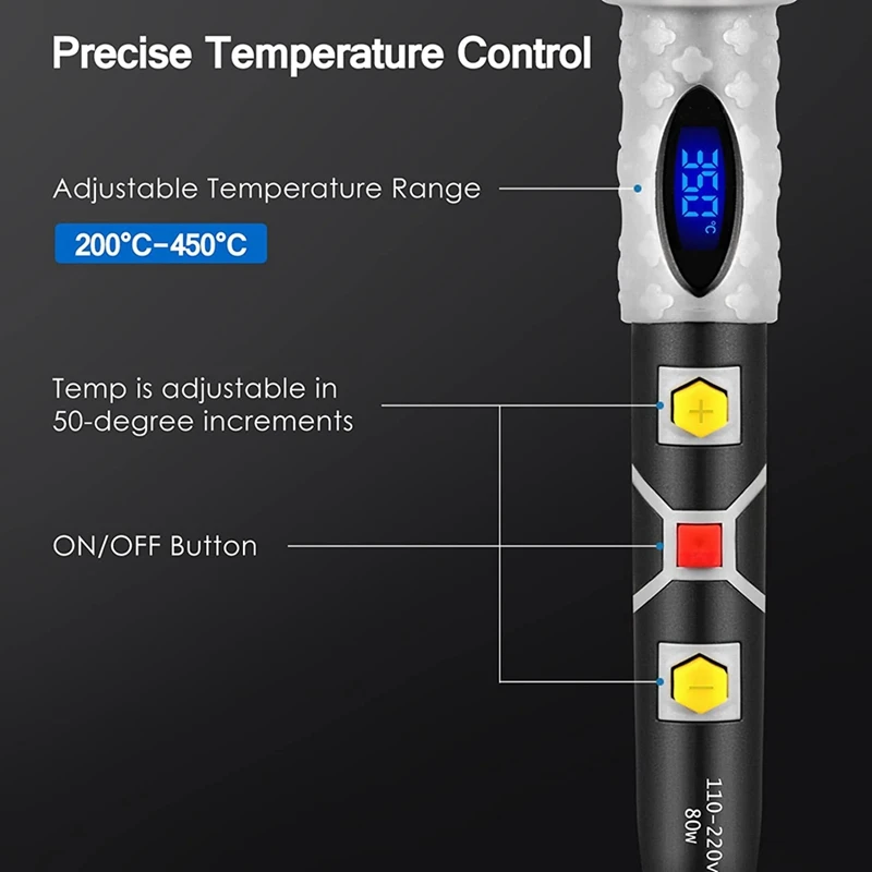 80W Adjustable Temperature Electric Soldering Iron Welding Solder Rework Heat Pencil Tips Repair Tool EU Plug
80W Adjustable Temperature Electric Soldering Iron Welding Solder Rework Heat Pencil Tips Repair Tool EU Plug