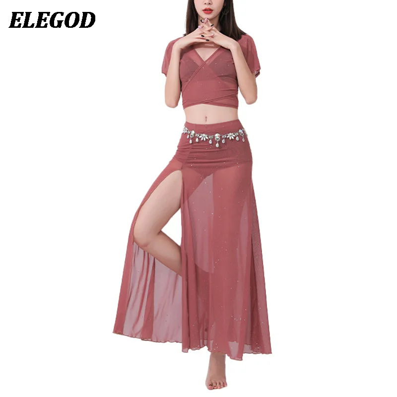 2PCS Women Sexy Oriental Belly Dance Set Mesh Top with Skirt Lady Stage Performance Costume Suits Female Practice Wear Outfit
2PCS Women Sexy Oriental Belly Dance Set Mesh Top with Skirt Lady Stage Performance Costume Suits Female Practice Wear Outfit