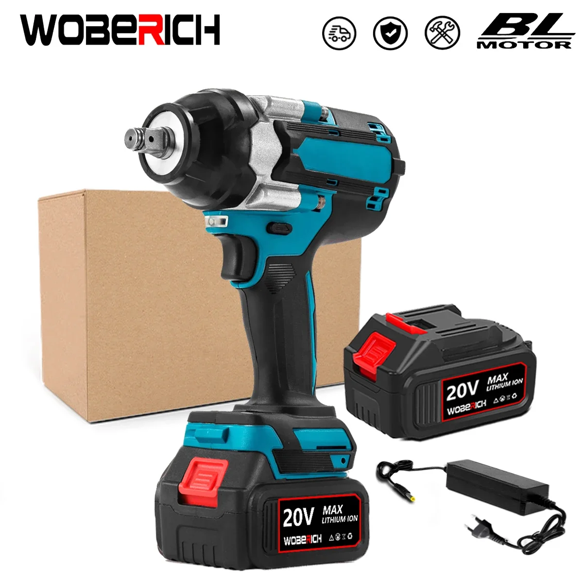 WOBERICH 1800 N.m Torque Wrench Electric Impact Wrench 1/2 Inch Bare Metal Compatible For 18V Makita Battery
WOBERICH 1800 N.m Torque Wrench Electric Impact Wrench 1/2 Inch Bare Metal Compatible For 18V Makita Battery