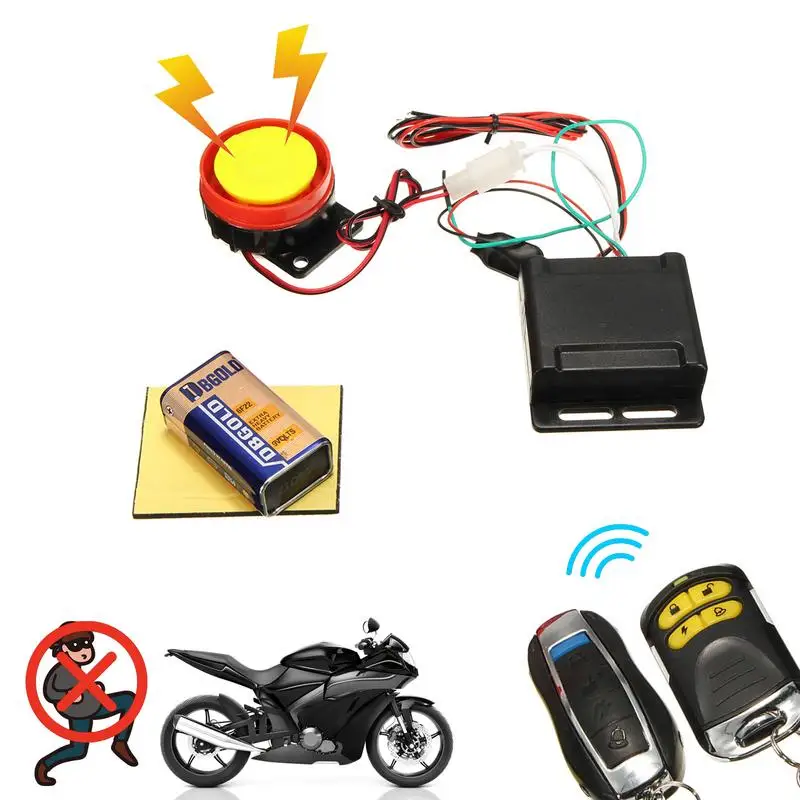 

Antitheft Alarm Systems 12V Motorcycle Anti-Theft Alarm Security System 125dB Remote Control Horn Alarm Warner Adjustable