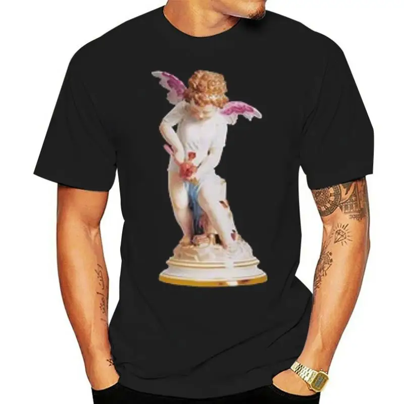 

Футболка с принтом Купидона ангела, мужская и женская летняя новая футболка из 100% хлопка в стиле хип-хоп, Мужская Черная/белая