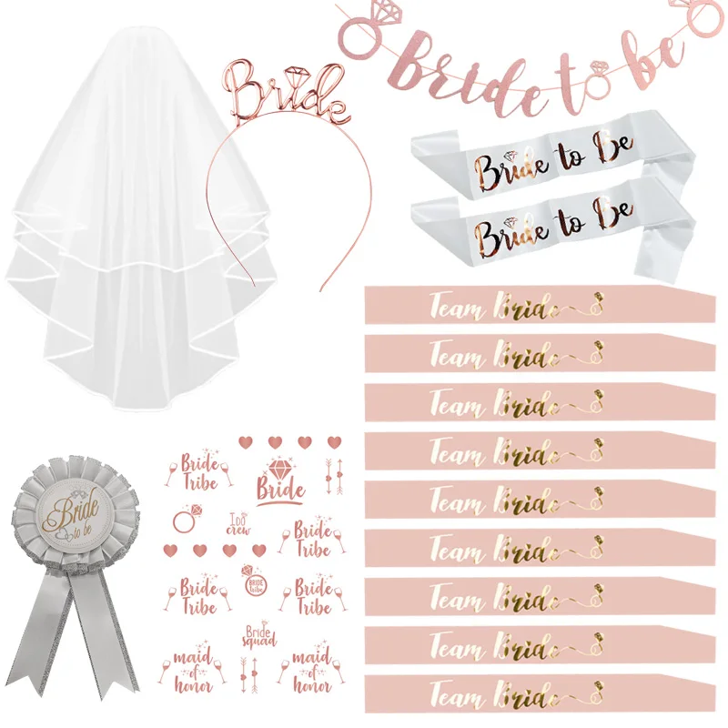 Wedding Decorations Bridal Shower Wedding Veil Team Bride To Be Satin Sash Bachelorette Party Girl Hen Party Decoration Supplies
Wedding Decorations Bridal Shower Wedding Veil Team Bride To Be Satin Sash Bachelorette Party Girl Hen Party Decoration Supplies