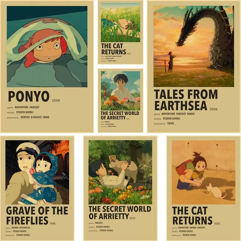 Retro Ghibli Anime Movie Posters Hayao Miyazaki Ponyo Spirited Away Wall Stickers Living Room Art Painting Home Decoration Mural
Retro Ghibli Anime Movie Posters Hayao Miyazaki Ponyo Spirited Away Wall Stickers Living Room Art Painting Home Decoration Mural