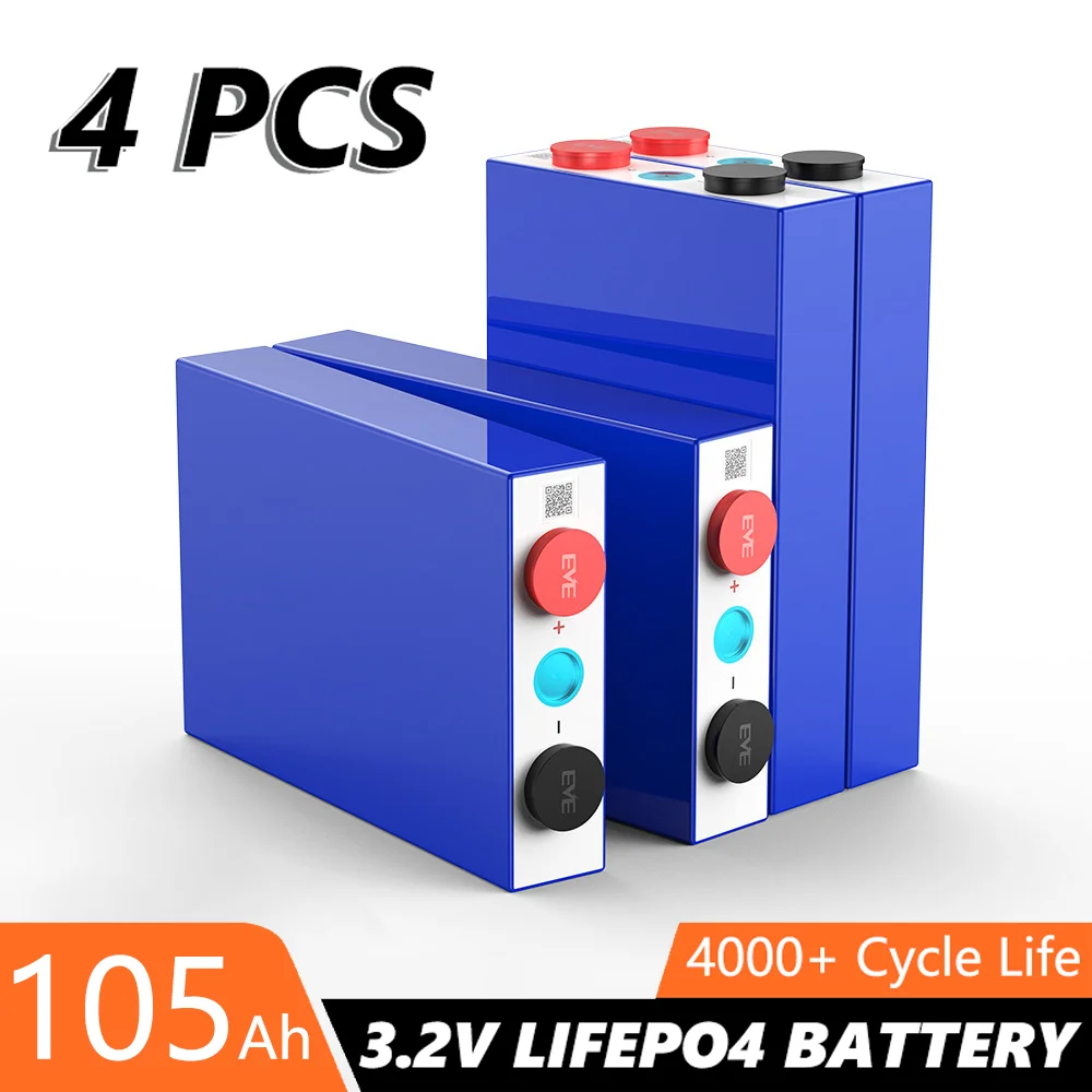 4PCS 3.2V 105AH LiFePO4 Battery Rechargeable Battery Lithium Iron Phosphate Cell DIY 24v 48v Golf Cart Boat RV Solar System
4PCS 3.2V 105AH LiFePO4 Battery Rechargeable Battery Lithium Iron Phosphate Cell DIY 24v 48v Golf Cart Boat RV Solar System