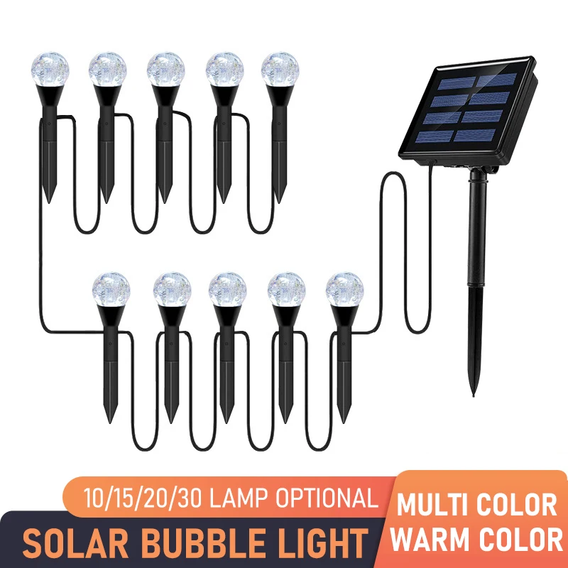 Solar Outdoor Fairy Lights With 8Modes Warm Light/RGB Globe Waterproof Stake Street Lights Mini Crystal Bubble Decorative Lights
Solar Outdoor Fairy Lights With 8Modes Warm Light/RGB Globe Waterproof Stake Street Lights Mini Crystal Bubble Decorative Lights