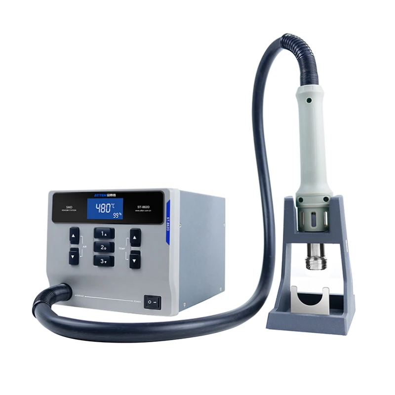 ST-862D Intelligent Digital Display Hot Air Gun 110V/220V/1000W Automatic Dormancy PCB Chip Repair And Desoldering Station
ST-862D Intelligent Digital Display Hot Air Gun 110V/220V/1000W Automatic Dormancy PCB Chip Repair And Desoldering Station
