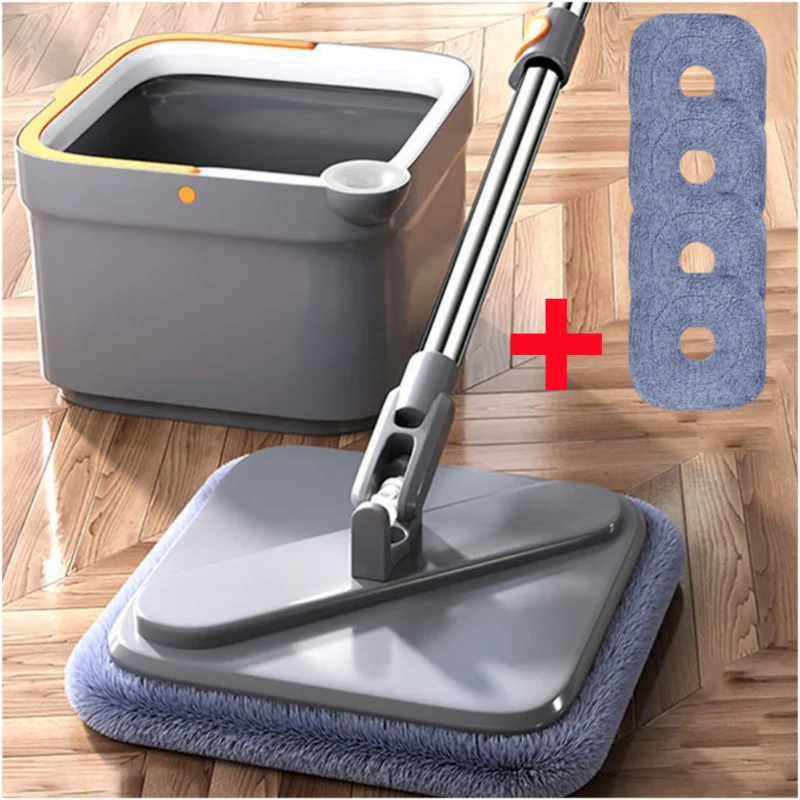 

Floor With 360° Bucket Squeeze Square Mop Microfiber Rotatable Cloth Hand-free Lazy Self-clean Spin Mops Nano Cleaning Mop Tools