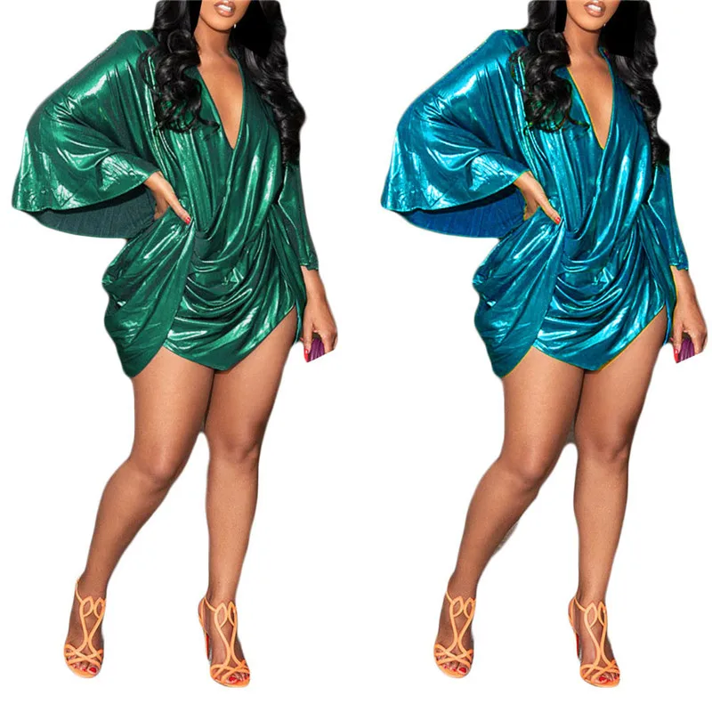 WUHE Batwing Sleeve Bright Draped Irregular Loose Women Dress for Sexy Night Party Deep V-neck Backless Dresses
WUHE Batwing Sleeve Bright Draped Irregular Loose Women Dress for Sexy Night Party Deep V-neck Backless Dresses