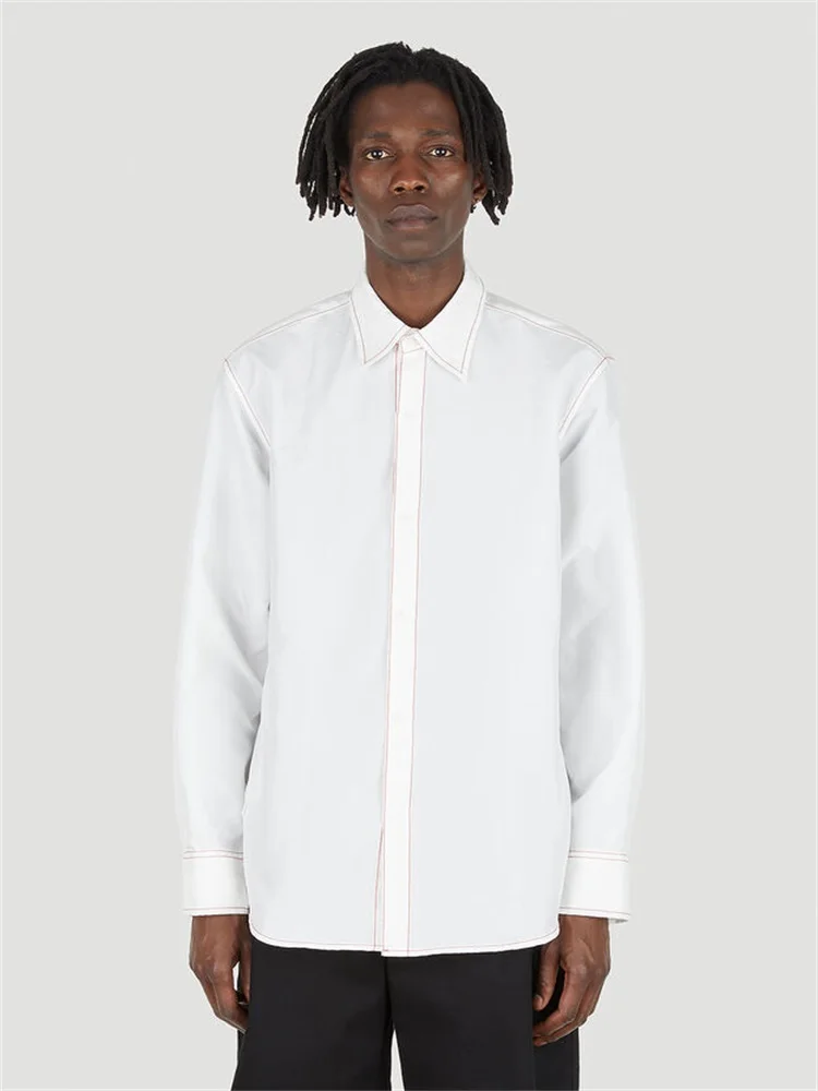 Men's Loose And Simple White Long Sleeve Shirt Autumn New Style Personality Contrast Bright Line Business Casual Shirt
Men's Loose And Simple White Long Sleeve Shirt Autumn New Style Personality Contrast Bright Line Business Casual Shirt
