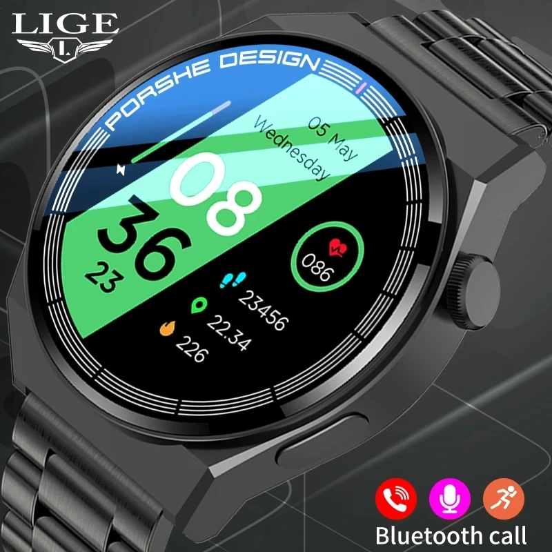 

LIGE Smart Watch Men IP67 Waterproof Sports Fitness Smartwatch Bluetooth Call Clocks AI Voice Assistant Watches For Android IOS