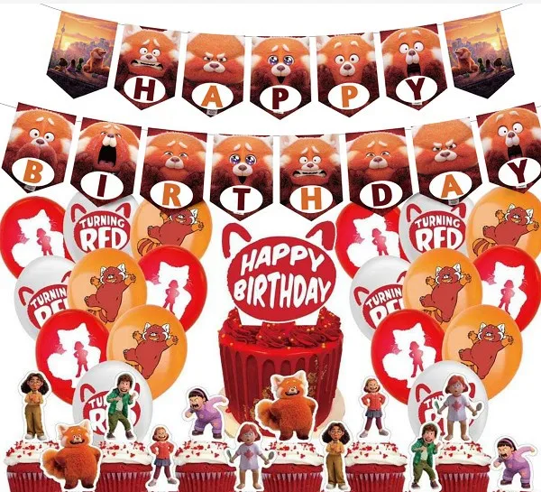 2022 Turning Red Birthday Party Decoration Balloons Set Turning Red Pull Flag Cake Topper Decorations Holiday Birthday Gifts 
2022 Turning Red Birthday Party Decoration Balloons Set Turning Red Pull Flag Cake Topper Decorations Holiday Birthday Gifts