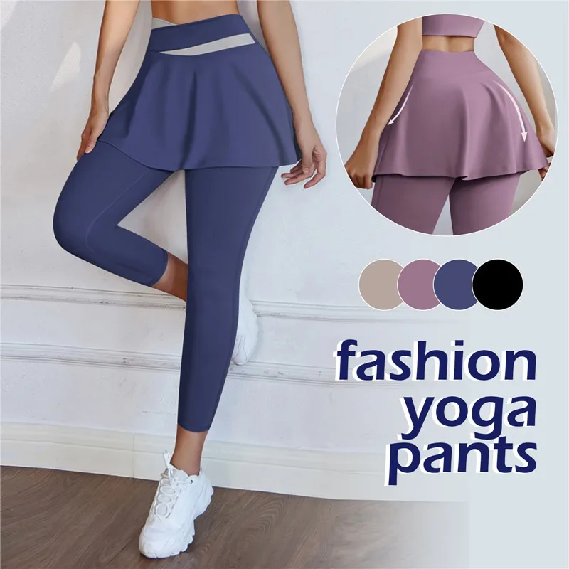 Women Elastic Color Patchwork Fake 2 Piece Yoga Legging Skirt Korean High Waist Hip Lifting Quick-dry Breathable Fitness Pants
Women Elastic Color Patchwork Fake 2 Piece Yoga Legging Skirt Korean High Waist Hip Lifting Quick-dry Breathable Fitness Pants