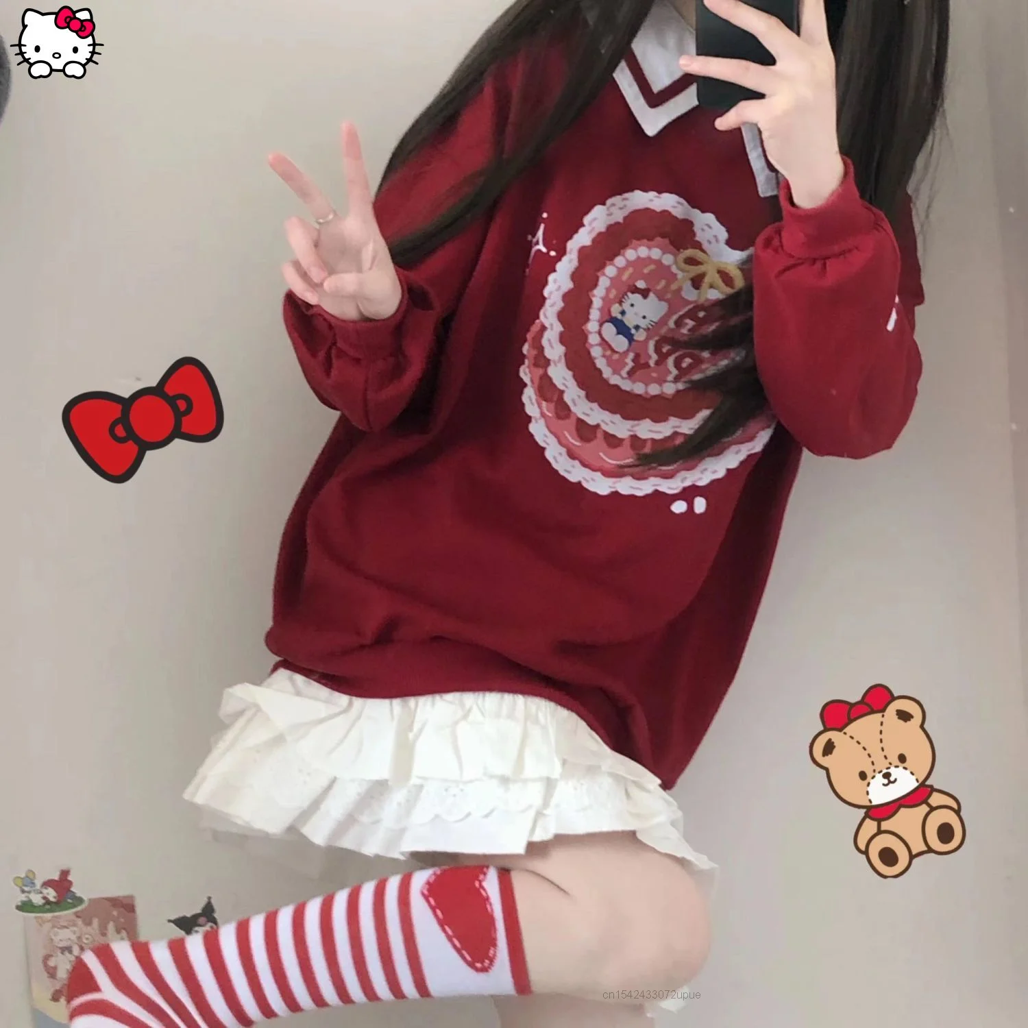 Sanrio, весенний Японский милый корейский Свободный свитер Hello Kitty на плечах с мультяшным рисунком, темно-синяя кепка, милая одежда с длинным ру...
Sanrio, весенний Японский милый корейский Свободный свитер Hello Kitty на плечах с мультяшным рисунком, темно-синяя кепка, милая одежда с длинным ру...