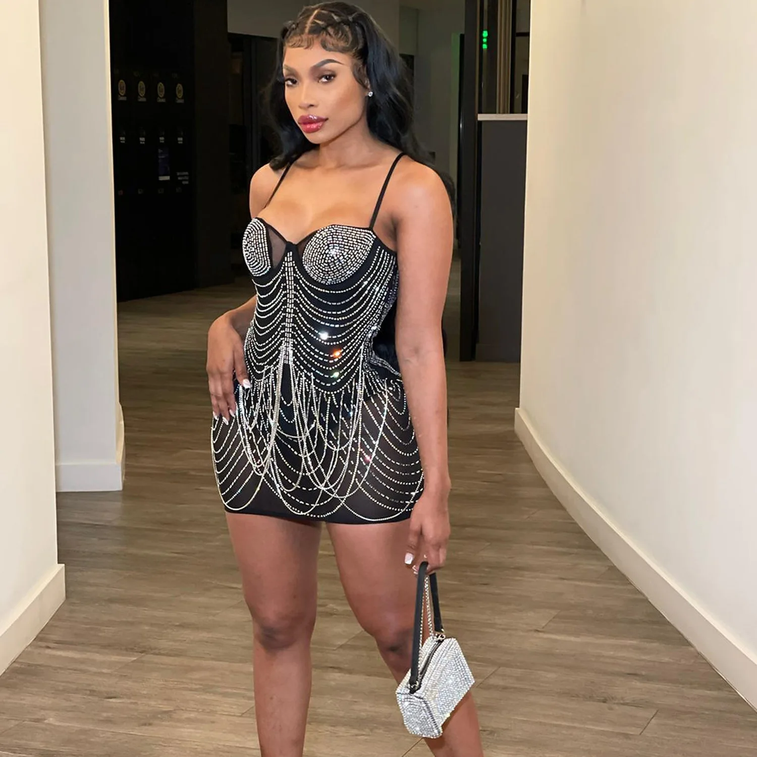 Women Sexy Slim Party Sling Dress Summer Perspective Hot Drill Sleeveless Fringe Dress Ladies Club Prom Nightclub Mini Dress
Women Sexy Slim Party Sling Dress Summer Perspective Hot Drill Sleeveless Fringe Dress Ladies Club Prom Nightclub Mini Dress