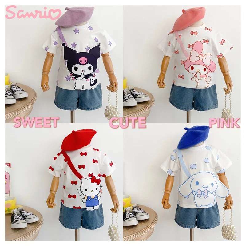 Sanrioed Cute My Melody Cinnamoroll Kuromi Hellokittys 3D Modeling Girls' Short Sleeve Top Kawaii Cotton T-shirt Denim Shorts
Sanrioed Cute My Melody Cinnamoroll Kuromi Hellokittys 3D Modeling Girls' Short Sleeve Top Kawaii Cotton T-shirt Denim Shorts