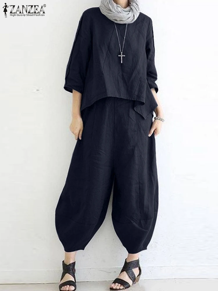 ZANZEA Summer Solid Fashion Matching Sets 3/4 Sleeve O-Neck Blouse Casual Holiday Elastic Pockets Wide Leg Pant Suit Tracksuits
ZANZEA Summer Solid Fashion Matching Sets 3/4 Sleeve O-Neck Blouse Casual Holiday Elastic Pockets Wide Leg Pant Suit Tracksuits
