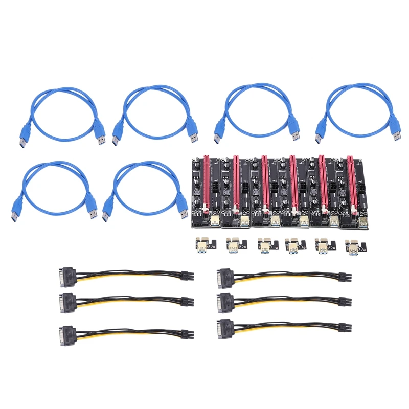 6Pcs Newest Ver009 Usb 3.0 Pci-E Riser Ver 009S Express 1X 4X 8X 16X Extender Riser Adapter Card Sata 15Pin to 6 Pin Power Cable
6Pcs Newest Ver009 Usb 3.0 Pci-E Riser Ver 009S Express 1X 4X 8X 16X Extender Riser Adapter Card Sata 15Pin to 6 Pin Power Cable